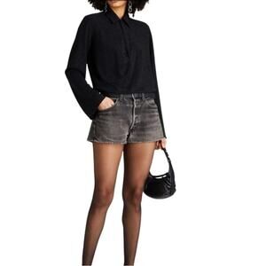 Rag and Bine Lilith Metallic Stretch-Jersey Blouse XXS